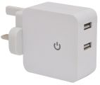 Mercury 421.745 Dual Mains USB Charger 2 x 2100mA Ports For Mobile Devices - New