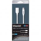 Infapower P032 USB-C to 3.0 USB Connector Charge and Sync Phone Cable White New