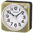 Seiko QHE118G Antique Sweep Second Hand Bedside Beep Alarm Clock - Gold / White
