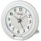 Seiko QHT014W Luminous Travel Alarm Clock with Screen Press Function White - New