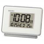 Seiko QHL068W LCD Dual Beep Alarm Calendar Thermometer and Snooze Clock White
