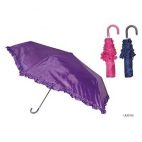 KS Brands UU0184 Solid Colour 3 Section Supermini Umbrella With Frill Edge - New