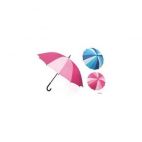 KS Brands UU0158 16 Panel Brightly Coloured Walking Umbrella in Blue/Pink - New