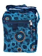Small Print & Embroidered Bag - Aqua Orange