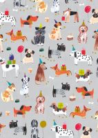 Tails & Whiskers Dog Luxury Gift Wrap Sheet - Grey - Glick
