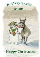 Christmas Card - Mum - Donkey & Snowman - Funny - Gift Envy