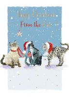 Christmas Card - From The Cat - 3 Cats Blue - The Wildlife Ling Design