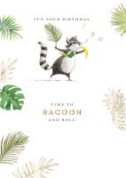 Birthday Card - Racoon & Roll - Into The Wild Ling Design