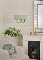 Laura Ashley Sorrento 3 Light Shadelier Matt Antique Brass and Green with Shade