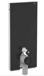 Geberit Monolith Black Glass 114cm Sanitary Module For Floor Standing WC with Straight Connector