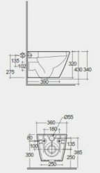 RAK Ceramics Feeling Rimless 365mm Wall Hung Matt Black Pan