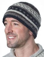 NAYA - Pattern Beanie - pure wool - greys