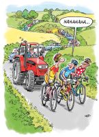 Birthday Card - Tractor & Cyclists Delay - Funny - Country Cards