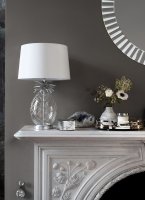 Laura Ashley Pineapple Table Lamp Clear Cut Glass & Brushed Chrome with Shade