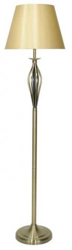 Dar Bybliss Floor Lamp Antique Brass with Byb1535 Gold Shade