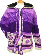 Hand knit - pixie hooded jacket - Purples