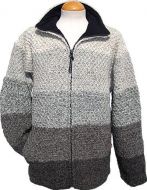 Graduated moss stitch Jacket - hand knit - greys