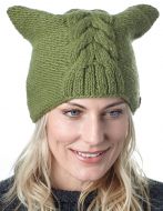 Pure Wool Square cable beanie - green