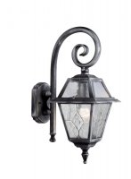 Searchlight Genoa-1Lt Outdoor Wall Bracket, Black Silver, Clear Leaded Glass