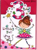 3rd Birthday Card - Girl Kids - Fairy - Glitter Die-cut Jelly Moulds