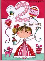 2nd Birthday Card - Girl Kids - Princess - Glitter Die-cut Jelly Moulds