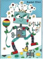 Birthday Card - Boy Kids - Robot - Glitter Die-cut Jelly Moulds