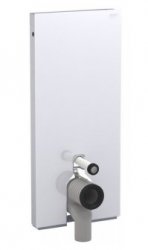 Geberit Monolith White Glass 114cm Sanitary Module For Floor Standing WC with Straight Connector