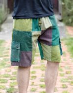 Plain patchwork shorts - greens