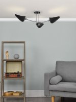 Sebastian 3 Light Semi Flush Matt Black Polished Chrome