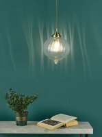 Mya 1 Light Single Pendant Antique Brass Glass