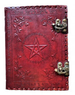 Leather Book of Shadows With Pentagram & Latches - Journal