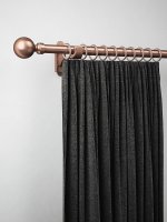 Rothley 25mm x 1829mm Curtain Pole with Solid Orb Finials, Brackets & Curtain Rings - Antique Copper