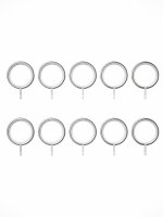 Rothley 25mm x 1219mm Curtain Pole with Solid Orb Finials, Brackets & Curtain Rings - Brushed Stainless Steel