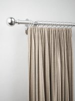 Rothley 25mm x 1219mm Curtain Pole with Solid Orb Finials, Brackets & Curtain Rings - Brushed Stainless Steel