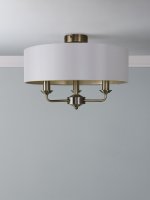 Laura Ashley Sorrento 3 Light Semi-Flush Antique Brass with Ivory Shade