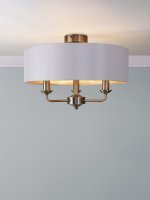 Laura Ashley Sorrento 3 Light Semi-Flush Antique Brass with Ivory Shade