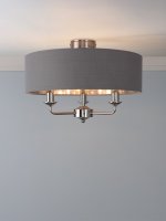 Laura Ashley Sorrento 3 Light Semi-Flush Polished Nickel with Charcoal Shade