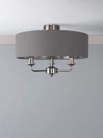 Laura Ashley Sorrento 3 Light Semi-Flush Polished Nickel with Charcoal Shade