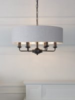 Laura Ashley Sorrento 6 Light Shadelier Matt Black with Natural Shade