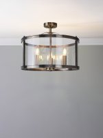 Laura Ashley Harrington 3 Light Semi-Flush Antique Brass and Glass