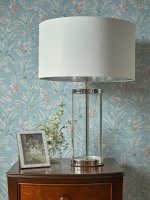 Laura Ashley Harrington Large Table Lamp Polished Nickel and Glass with Shade