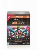 Premier Decorations Timelights Battery Operated Multi-Action 400 LED with Green Cable - Multicoloured
