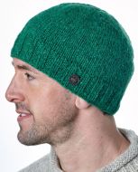 Pure wool - plain beanie - pepper green