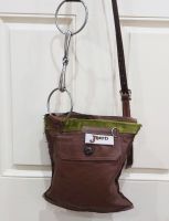 Loose Ring Snaffle Bit Brown Leather Green Handbag Upcycled - Joey D