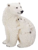 Polar Bear Mother & Baby - Lifelike Garden Ornament 26.5cm - Indoor or Outdoor - Vivid Arts
