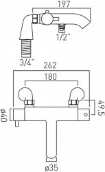 Vado Celsius Exposed Pillar Mounted Thermostatic Bath Shower Mixer without Shower Kit