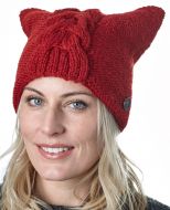 Pure Wool Square cable beanie - red