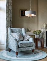 Laura Ashley Sorrento 3 Light Pendant Satin Nickel with Natural Shade