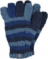 Fleece lined - pure new wool - striped gloves - Blue Slate