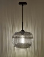 Demarius 1 Light Pendant Black and Smoked Glass